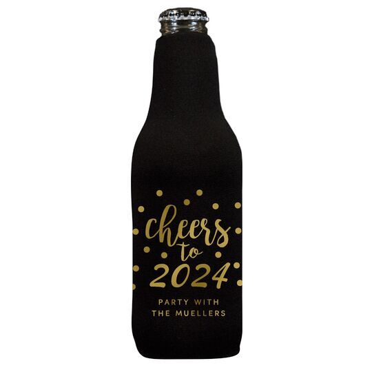 Confetti Dots Cheers to the New Year Bottle Huggers